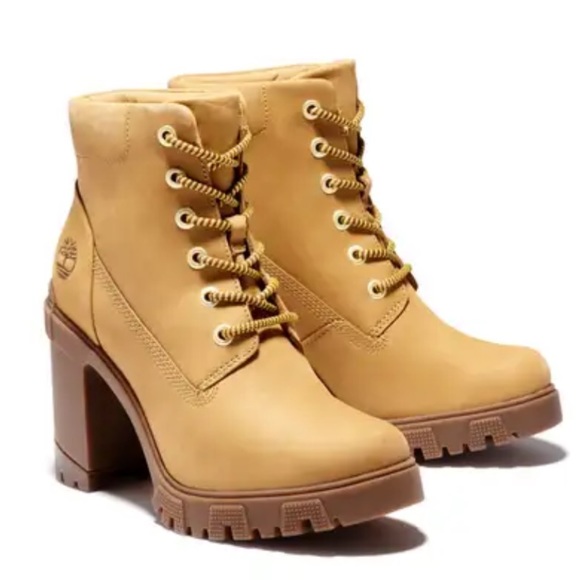Timberland Lana Block Heel Wheat Nubuck Bootie Boots - Picture 8 of 15